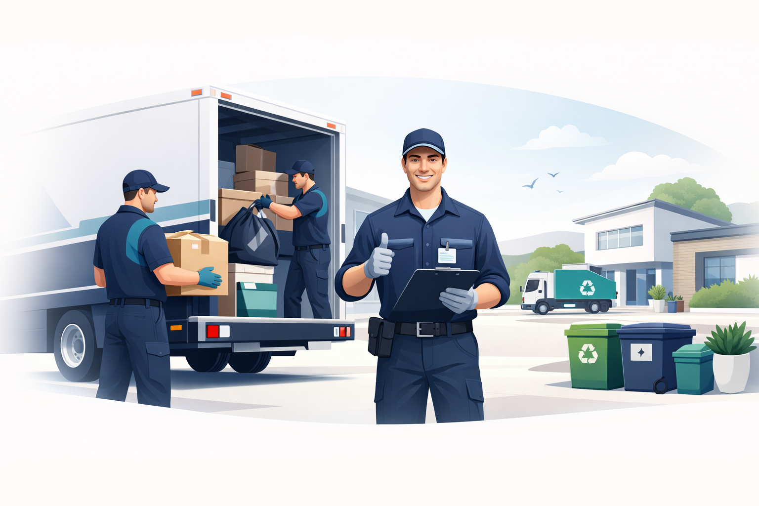 Waste collection team handling household and bulky item clearance